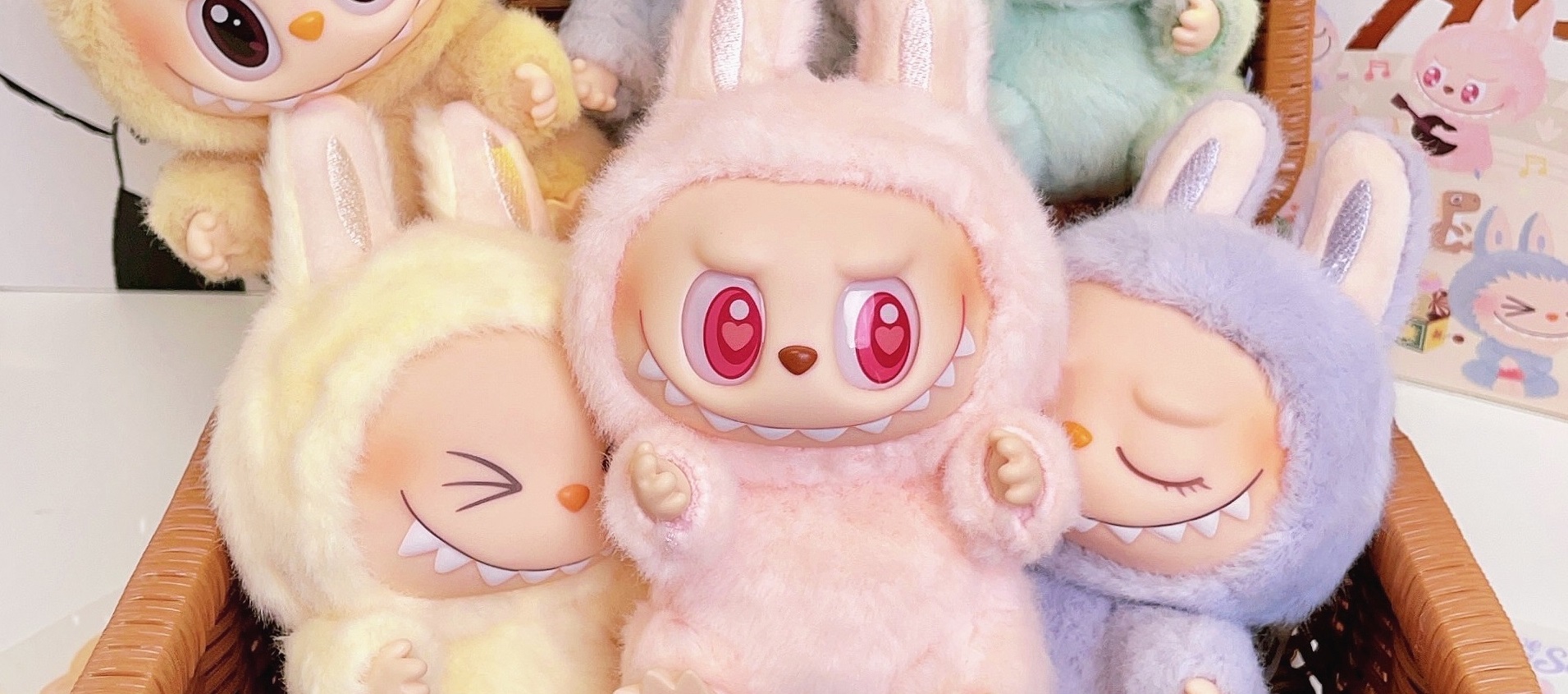 A vibrant gathering of Labubu and The Monsters characters