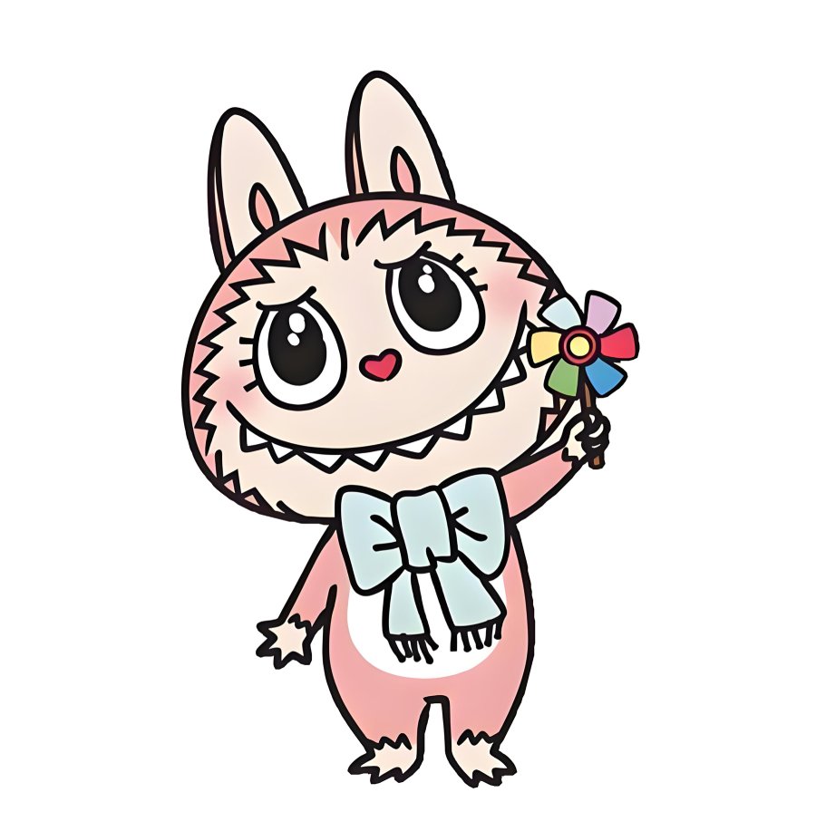 Labubu with flowers, colored with festive tones